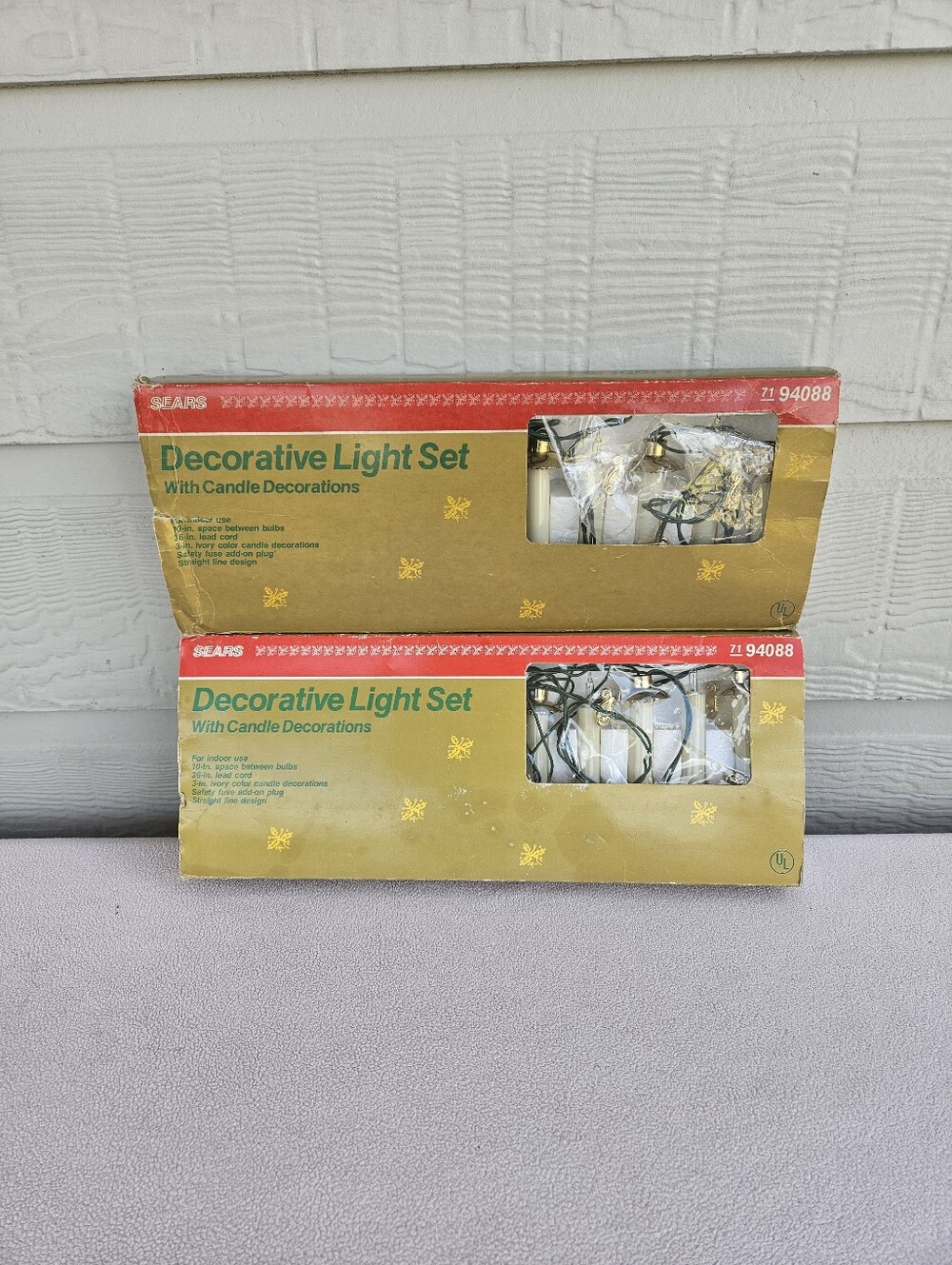 VTG Sears Decorative Christmas Light Set Dripping Candle White Gold Plug-In